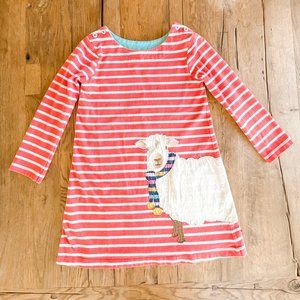 Mini Boden Striped Lamb Applique Dress with Multi-Color Scarf